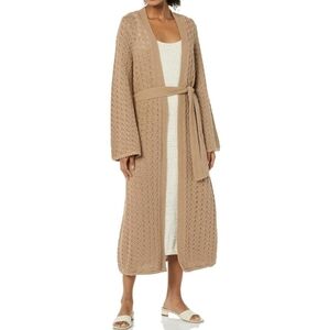 Trina Turk Beige Knit Belted Long Cardigan